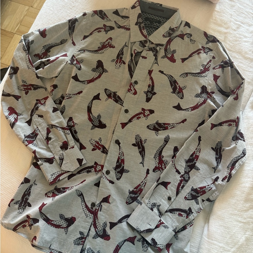 Excellent Condition-Ted Baker Koi Fish Button Down- Size 4